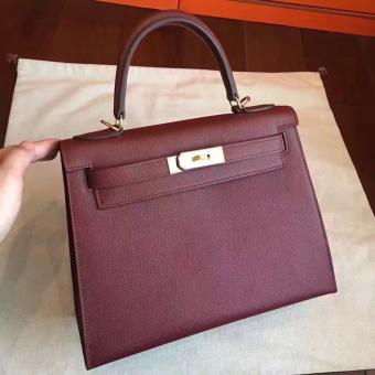 Hermes Bordeaux Epsom Kelly Sellier 28cm Handmade Bag