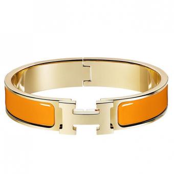Hermes Orange Enamel Clic H PM Bracelet
